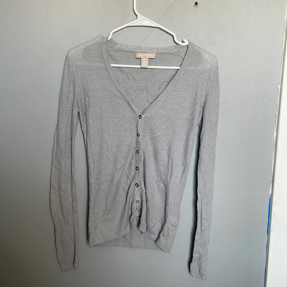 Banana Republic small women’s gray button up lightweight sweater light academia